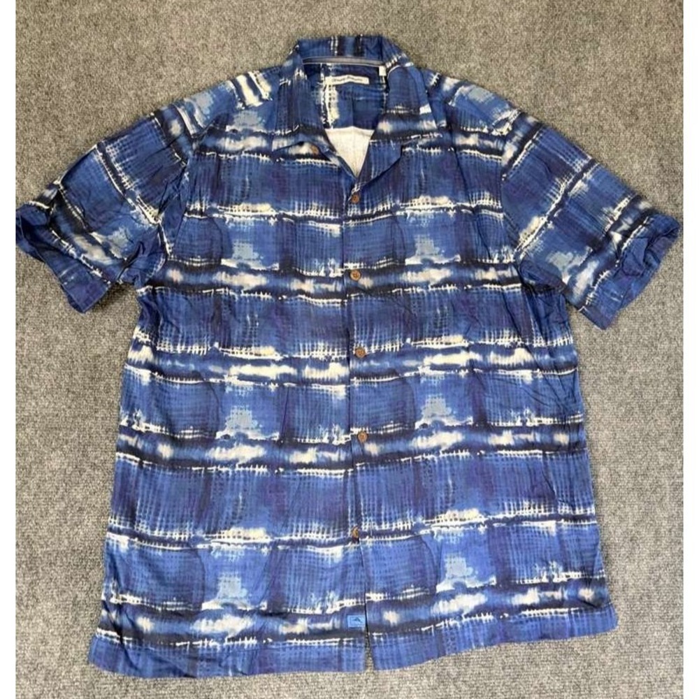 Tommy Bahama Shirt Adult Large Blue Tie Dye Button Up Beach Mens
